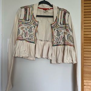 Lilka from Anthropologie embroidered cotton long sleeve crop